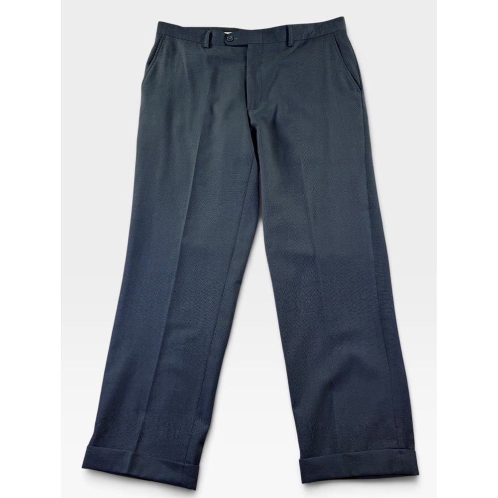 Linea Naturale Luxe Marzotto Wool Dress Pants Size 35 Black Cuffed Trousers